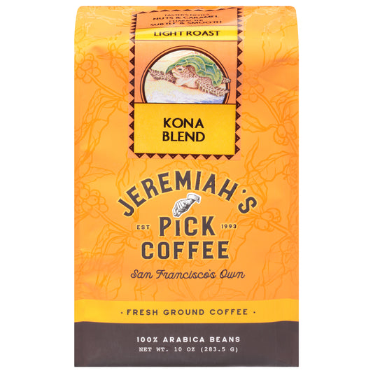 Jeremiah's Pick Coffee Light Roast Fresh Ground Kona Blend Coffee 10 oz