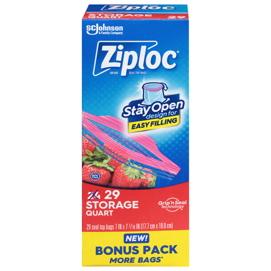 Ziploc Storage Quart Seal Top Bags Bonus Pack 29 Bags