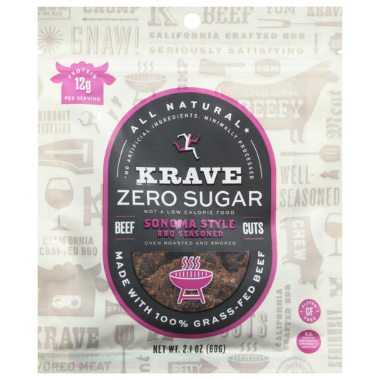 Krave Sonoma Style Zero Sugar BBQ Seasoned Beef Cuts 2.1 oz