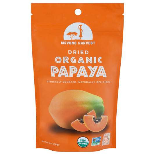 Mavuno Harvest Organic Dried Papaya 2 oz Pouch
