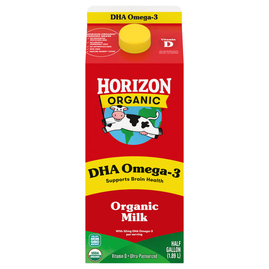 Horizon Organic DHA Omega-3 Milk, DHA Milk, 64 FL OZ Half Gallon Carton