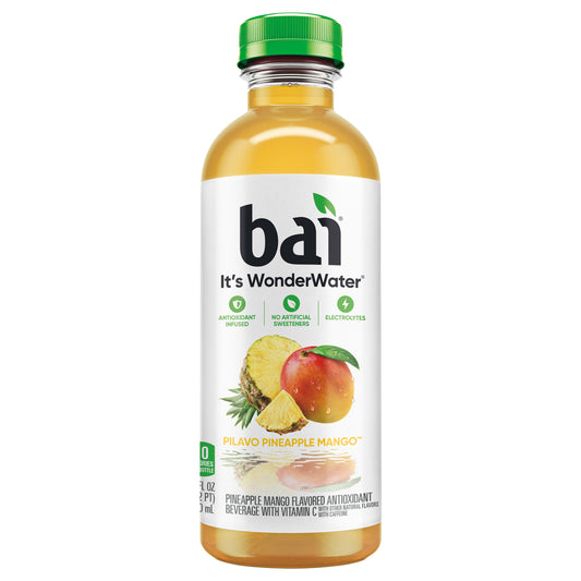 Bai Flavored Water,  Pilavo Pineapple Mango, Antioxidant Infused Beverage, 18 Fluid Ounce Bottle