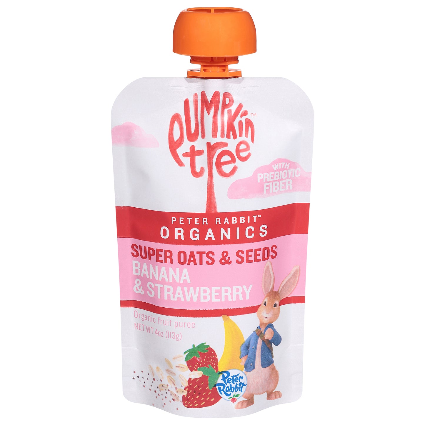 Pumpkin Tree Peter Rabbit Organic Super Oats & Seeds Banana & Strawberry Fruit Puree 4 oz