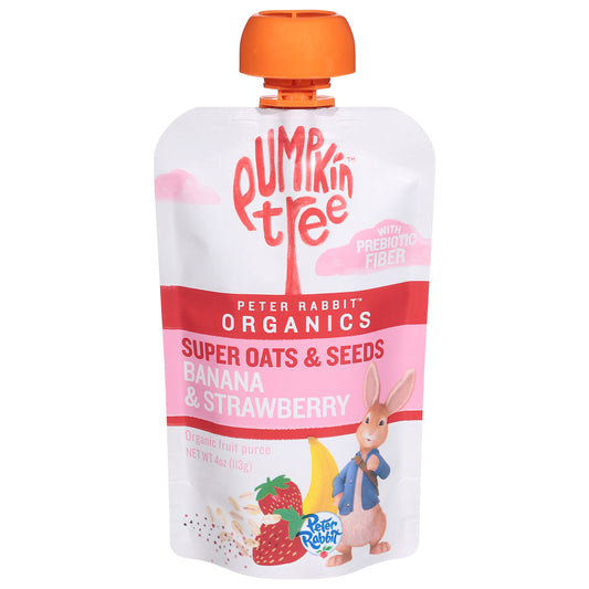 Pumpkin Tree Peter Rabbit Organic Super Oats & Seeds Banana & Strawberry Fruit Puree 4 oz