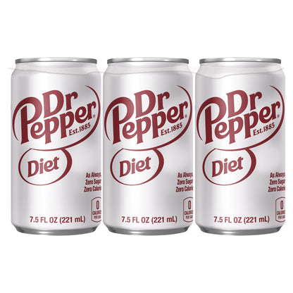 Diet Dr Pepper Soda, 7.5 fl oz cans, 6 pack
