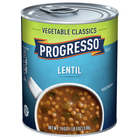 Progresso Lentil Soup, Vegetable Classics Canned Soup, Gluten Free, 19 oz