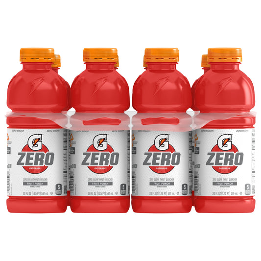Gatorade Zero Zero Sugar Thirst Quencher Fruit Punch Naturally Flavored 20 Fl Oz 8 Count