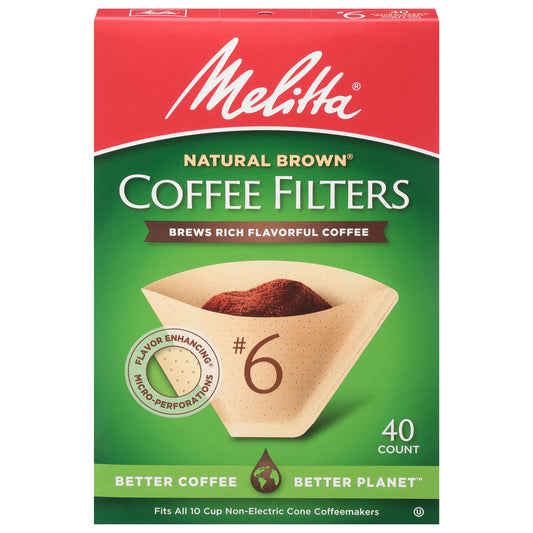 Melitta No. 6 Natural Brown Coffee Filters 40 ea