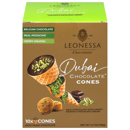 Leonessa Dubai Chocolate Cones 10 Each