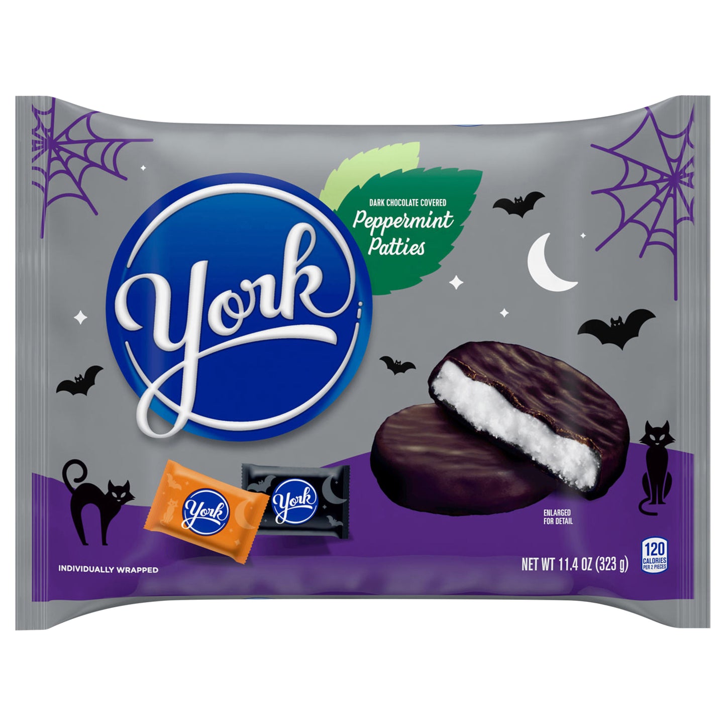 YORK Dark Chocolate Peppermint Patties, Halloween Candy Bag, 11.4 oz
