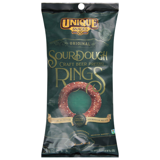 Unique Snacks Original Rings Sourdough Craft Beer Pretzels 11 oz