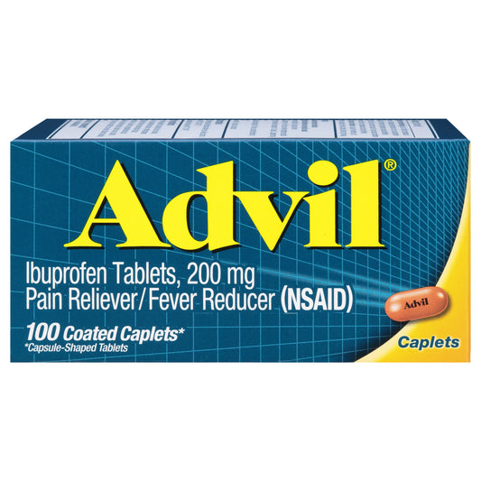 Advil Pain Reliever and Fever Reducer, Ibuprofen 200mg for Pain Relief - 100 Coated Caplets