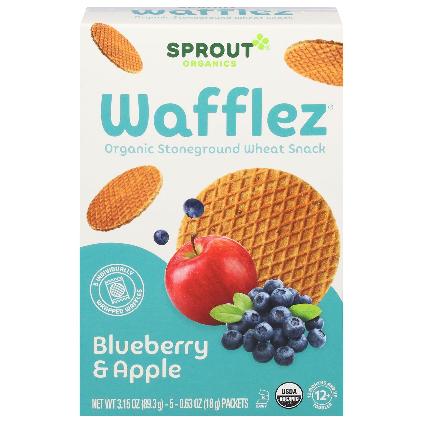 Sprout Organic Blueberry Apple Wafflez 5 - 0.63 oz Packets