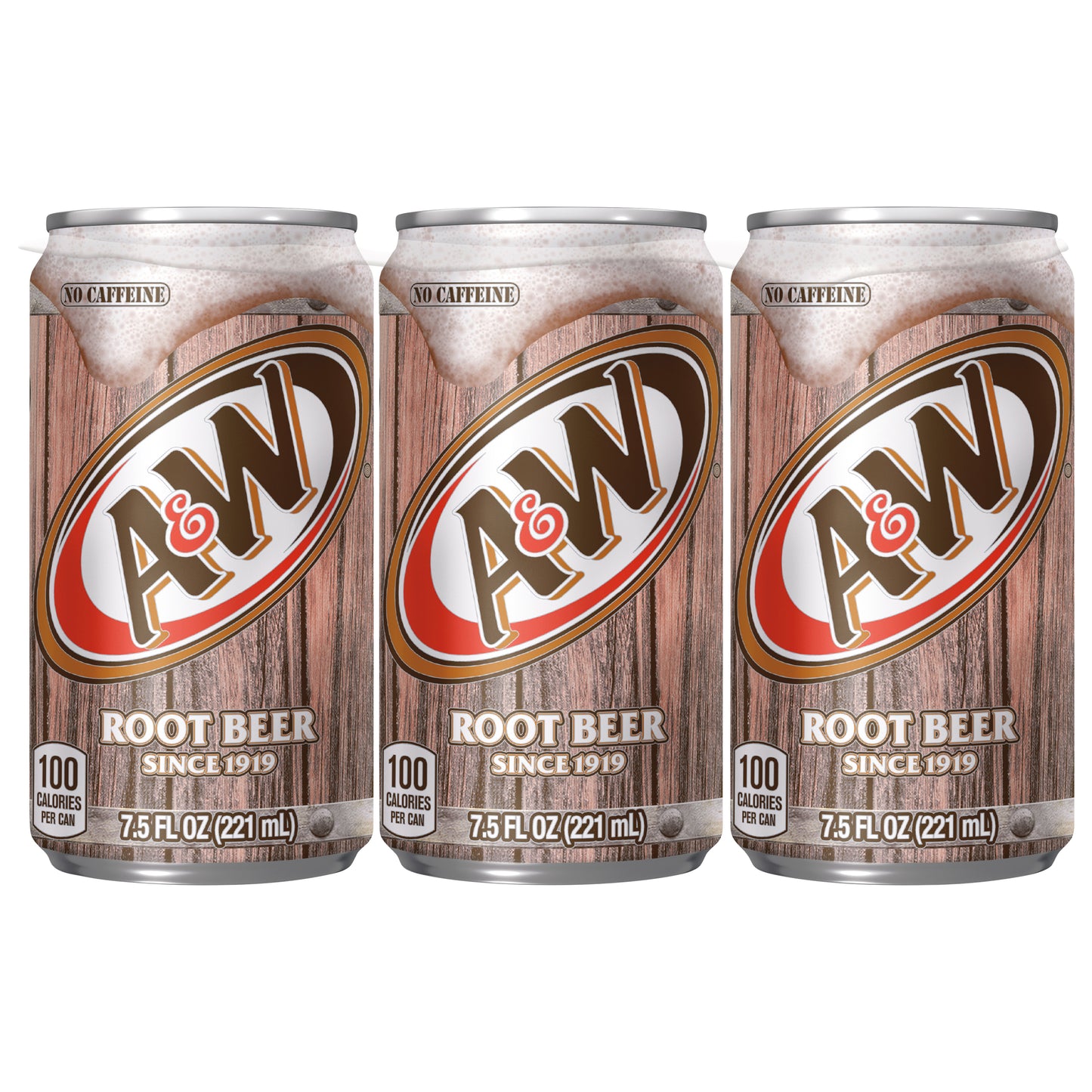 A&W No Caffeine Root Beer Soda 6 - 7.5 fl oz Cans