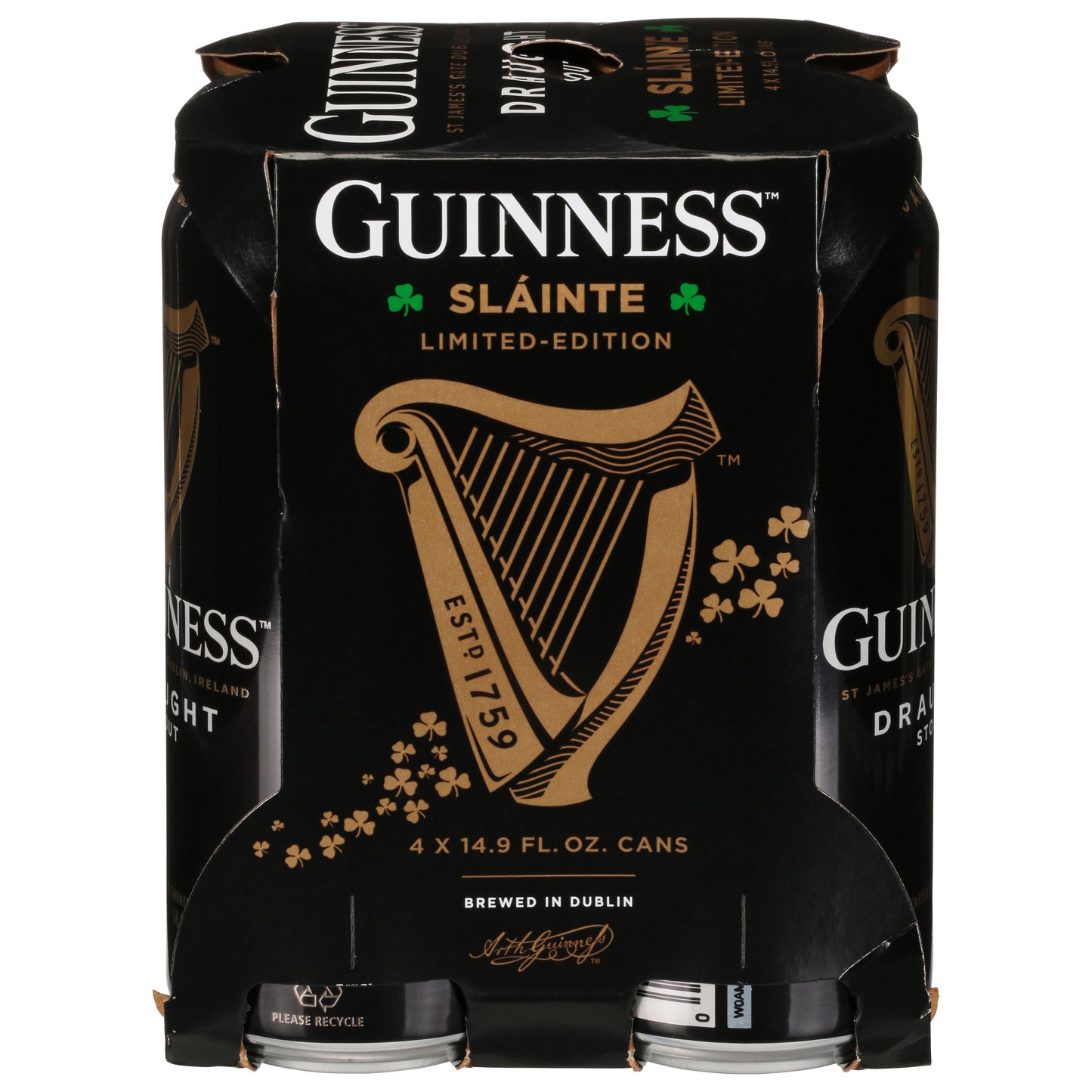 Guinness Slainte Draught Stout Beer 4 - 14.9 fl oz Cans