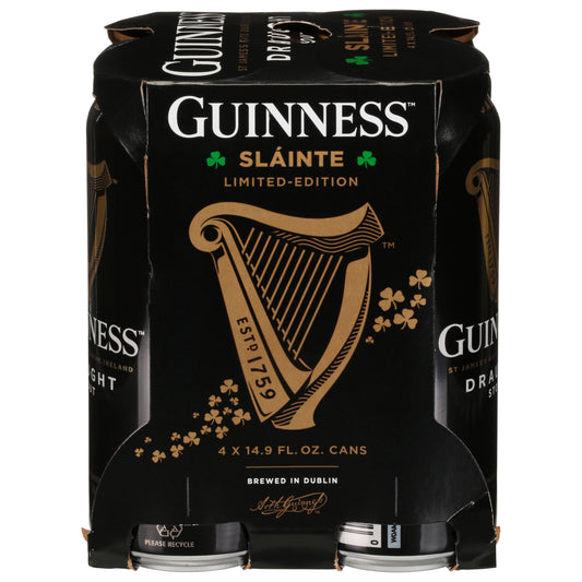 Guinness Slainte Draught Stout Beer 4 - 14.9 fl oz Cans