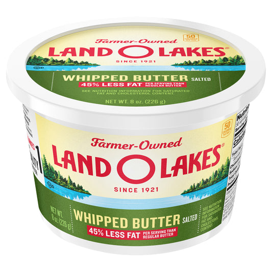Land O Lakes Salted Whipped Butter, Spreadable, 8 oz tub