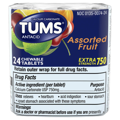 TUMS Chewable Antacid Tablets for Extra Strength Heartburn Relief