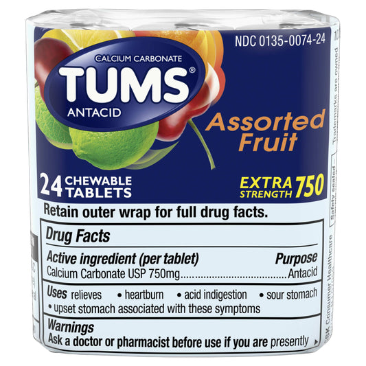 TUMS Chewable Antacid Tablets for Extra Strength Heartburn Relief