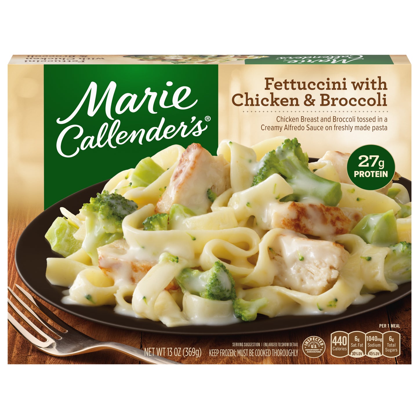 Marie Callender's Frozen Dinner, Fettuccini with Chicken & Broccoli, 13 Ounce