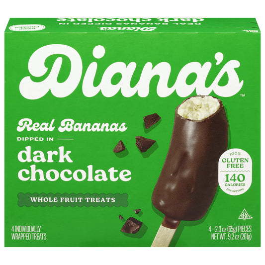 Diana's Real Bananas Dark Chocolate Whole Fruit Treats 4 - 2.3 oz Packs