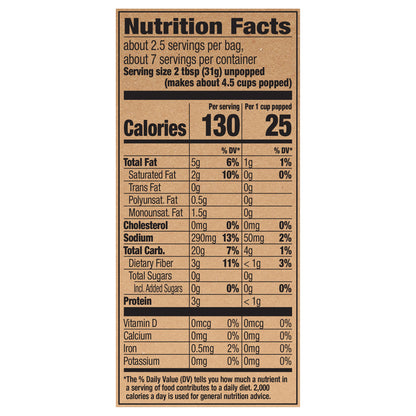 Orville Redenbacher's Naturals Light Classic Butter & Sea Salt Microwave Popcorn, 2.69 Ounce Classic Bag, 3-Count