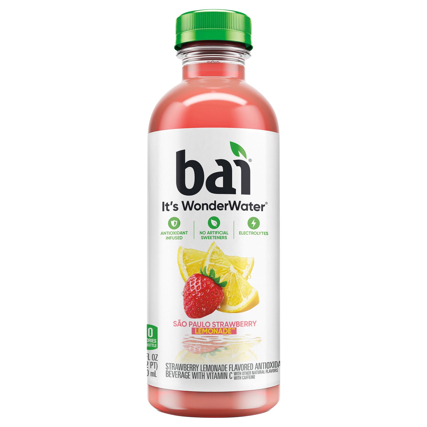 Bai Flavored Water, São Paulo Strawberry Lemonade, Antioxidant Infused Beverage, 18 Fluid Ounce Bottle