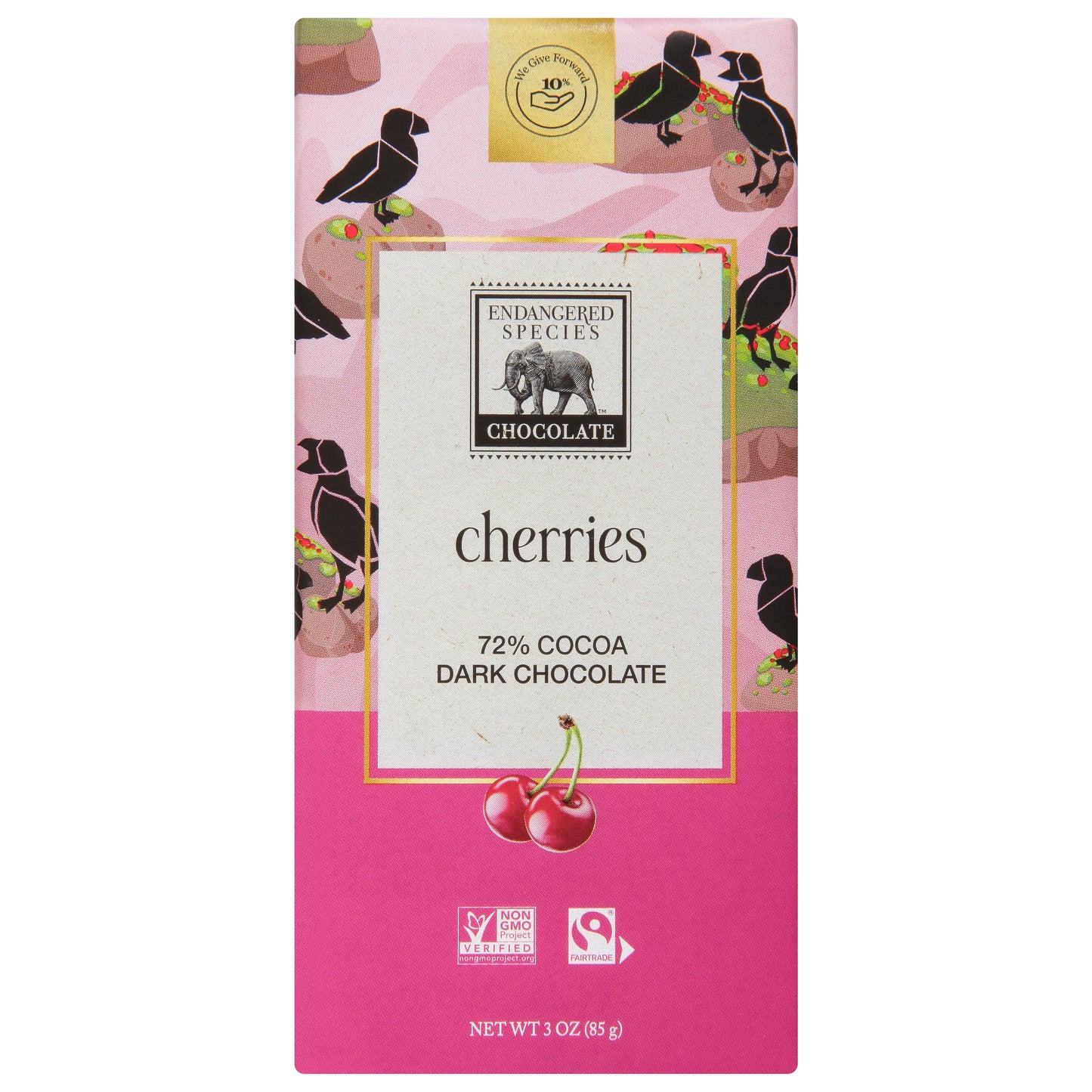 Endangered Species 72% Cocoa Cherries Dark Chocolate 3 oz