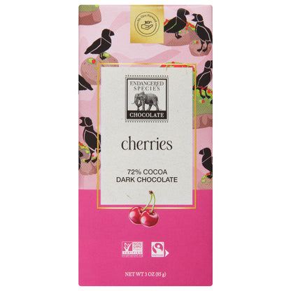 Endangered Species 72% Cocoa Cherries Dark Chocolate 3 oz