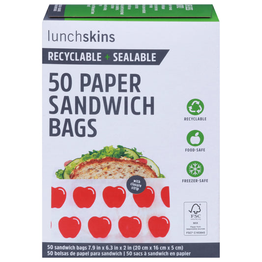 Lunchskins Apple Paper Sandwich Bags 50 ea