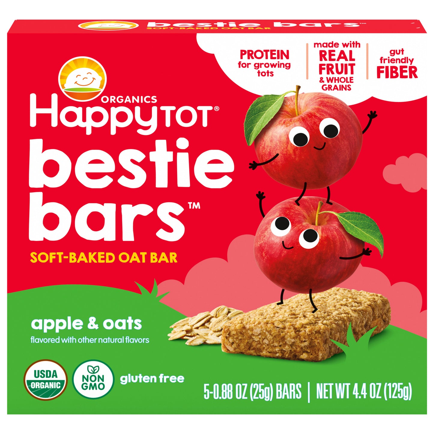 Happy Tot Gluten Free Oat Bar Organic Apples, 0.88 oz. (5 pack)