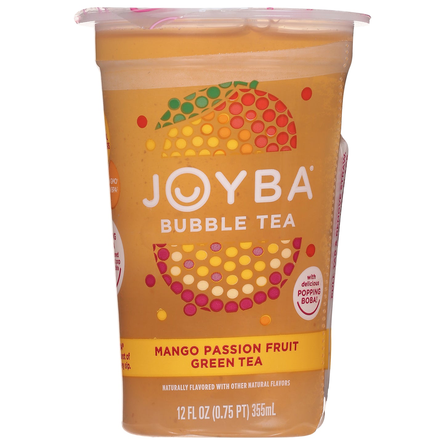 Joyba Mango Passion Fruit Green Tea Bubble Tea 12 fl oz
