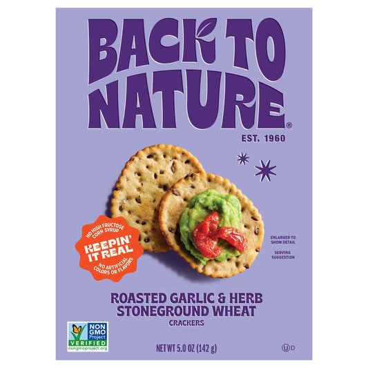 Back to Nature Roasted Garlic & Herb Stoneground Wheat Crackers