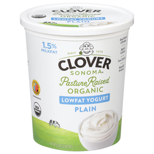 Clover Sonoma Lowfat 1.5% Milkfat Organic Plain Yogurt 32 oz