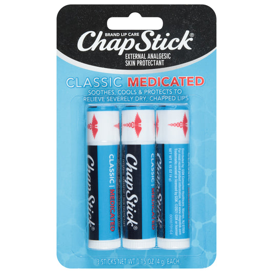 ChapStick Classic Medicated Lip Care 3 - 0.15 oz Tubes