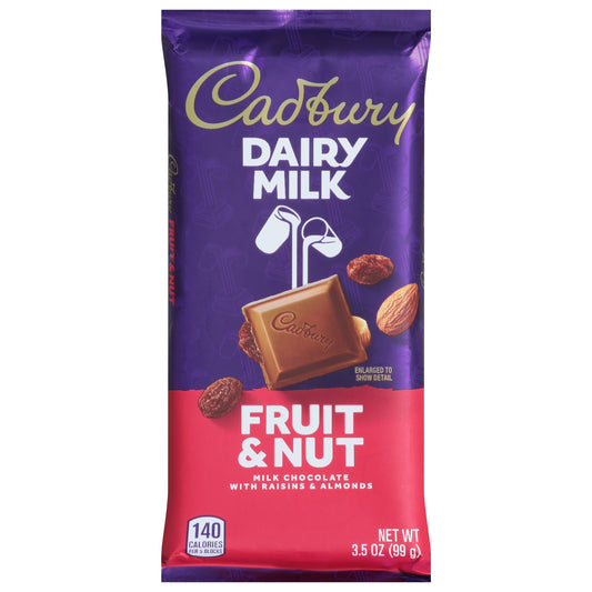 Cadbury Fruit & Nut Milk Chocolate with Raisins & Almonds 3.5 oz