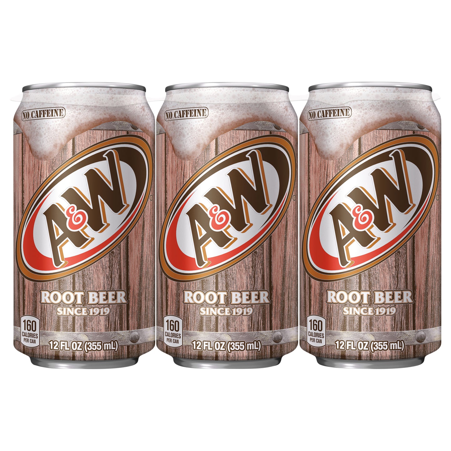 A&W Root Beer Soda, 12 fl oz cans, 6 pack
