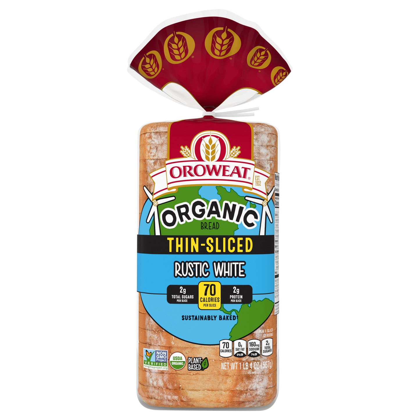 Oroweat Organic Rustic White Thin Sliced Bread, 20 oz