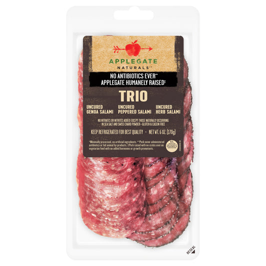 Applegate Natural Uncured Genoa Salami Trio Sliced, 6oz