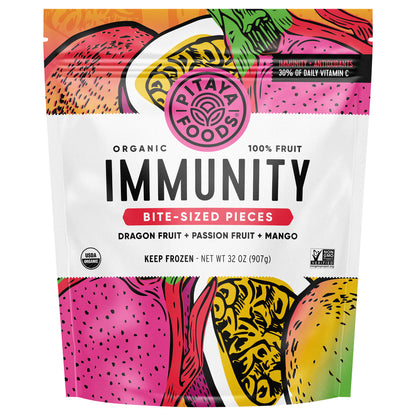 Pitaya Foods Immunity Bite-Sized Pieces Organic Dragon Fruit + Passion Fruit + Mango 32 oz
