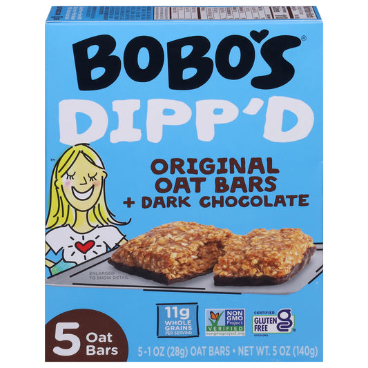 Bobo's Dipp'd Original Oat Bars + Dark Chocolate 5 - 1 oz Bars