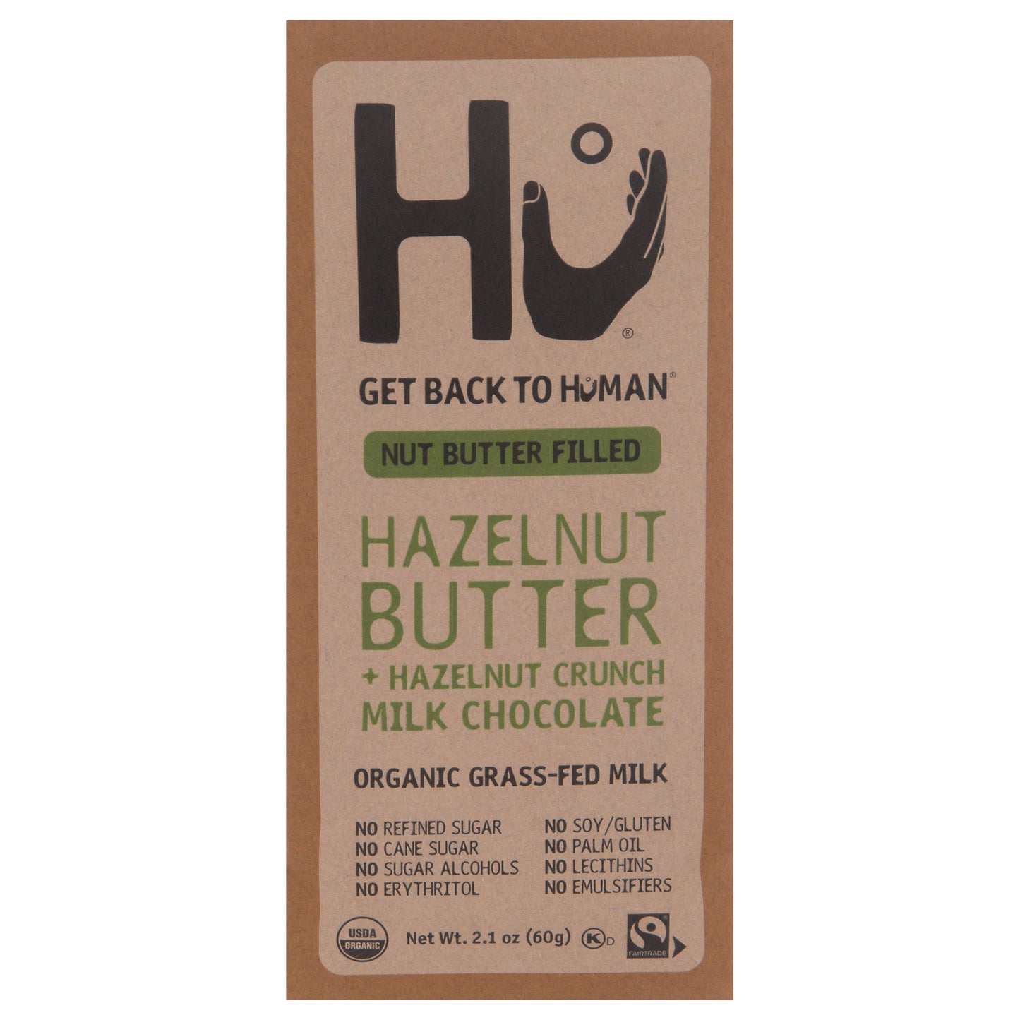 Hu Get Back to Human Nut Butter Filled Hazelnut Butter + Hazelnut Crunch Milk Chocolate 2.1 oz