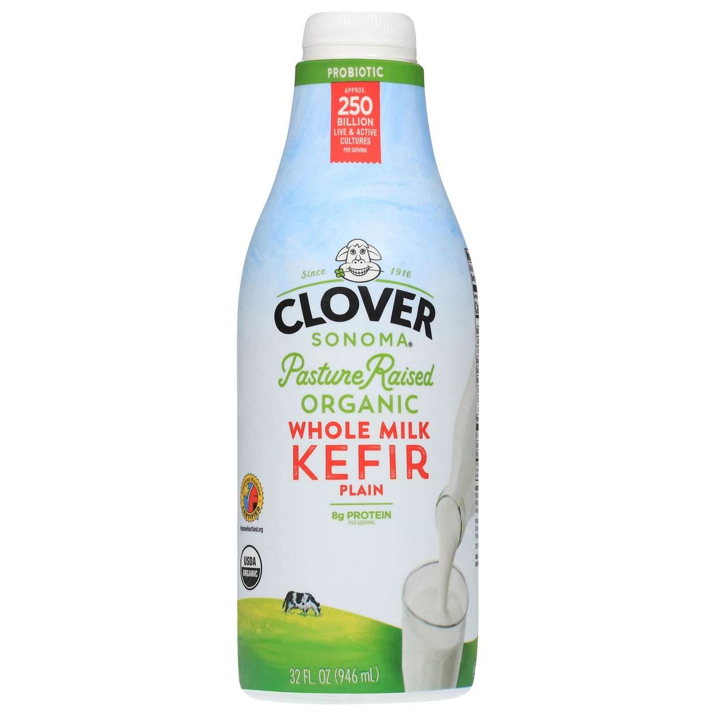 Clover Sonoma Organic Whole Milk Plain Kefir 32 fl oz