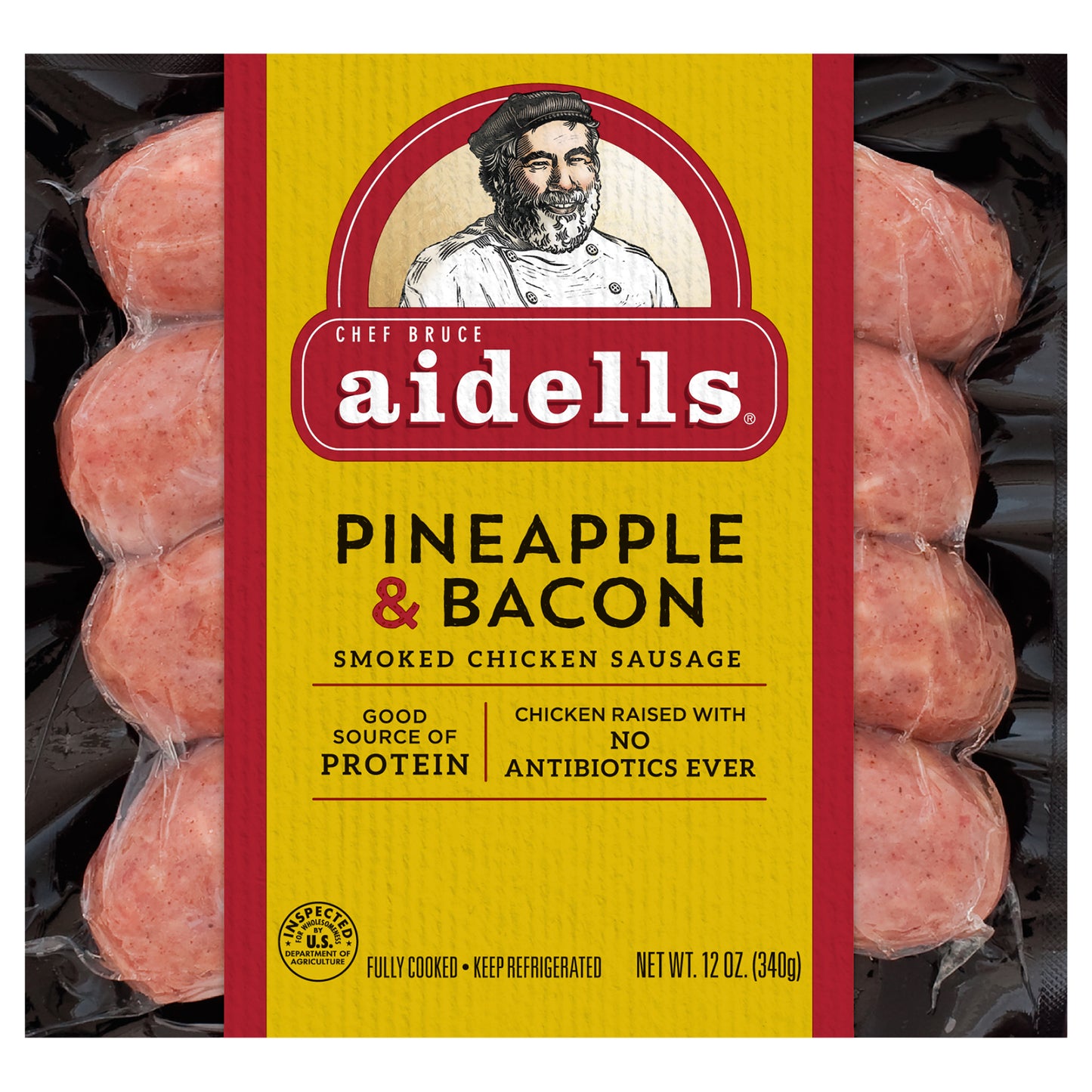 Aidells® Smoked Chicken Sausage, Pineapple & Bacon, 12 oz. (4 Fully Cooked Links)