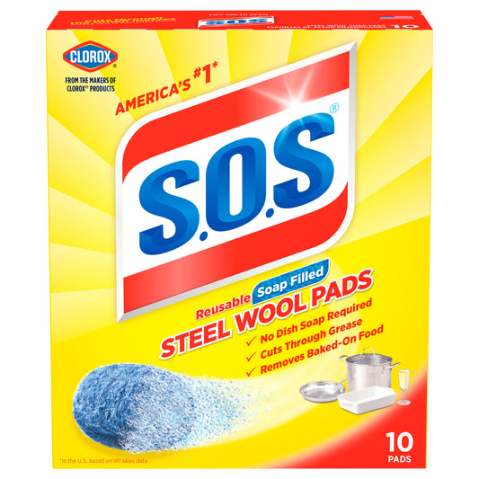 S.O.S Steel Wool Soap Pads - 10 PADS