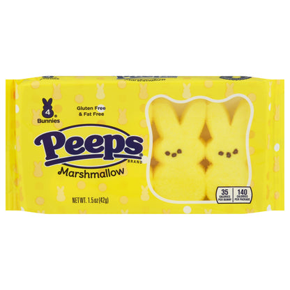 Peeps Marshmallow Bunnies Candy 4 Bunnies - Yellow