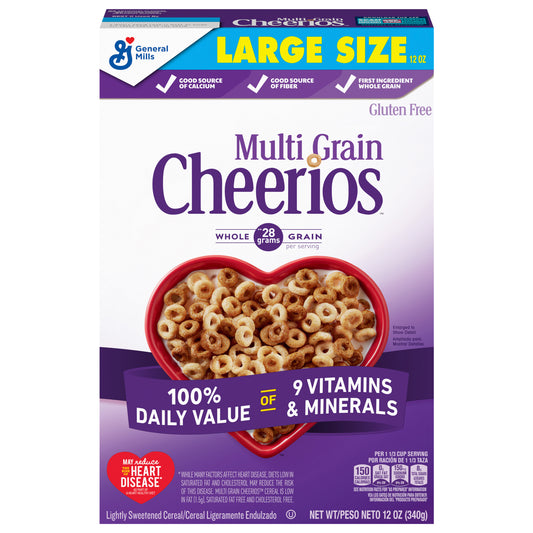 Multi Grain Cheerios Heart Healthy Cereal, 12 OZ Large Size Cereal Box