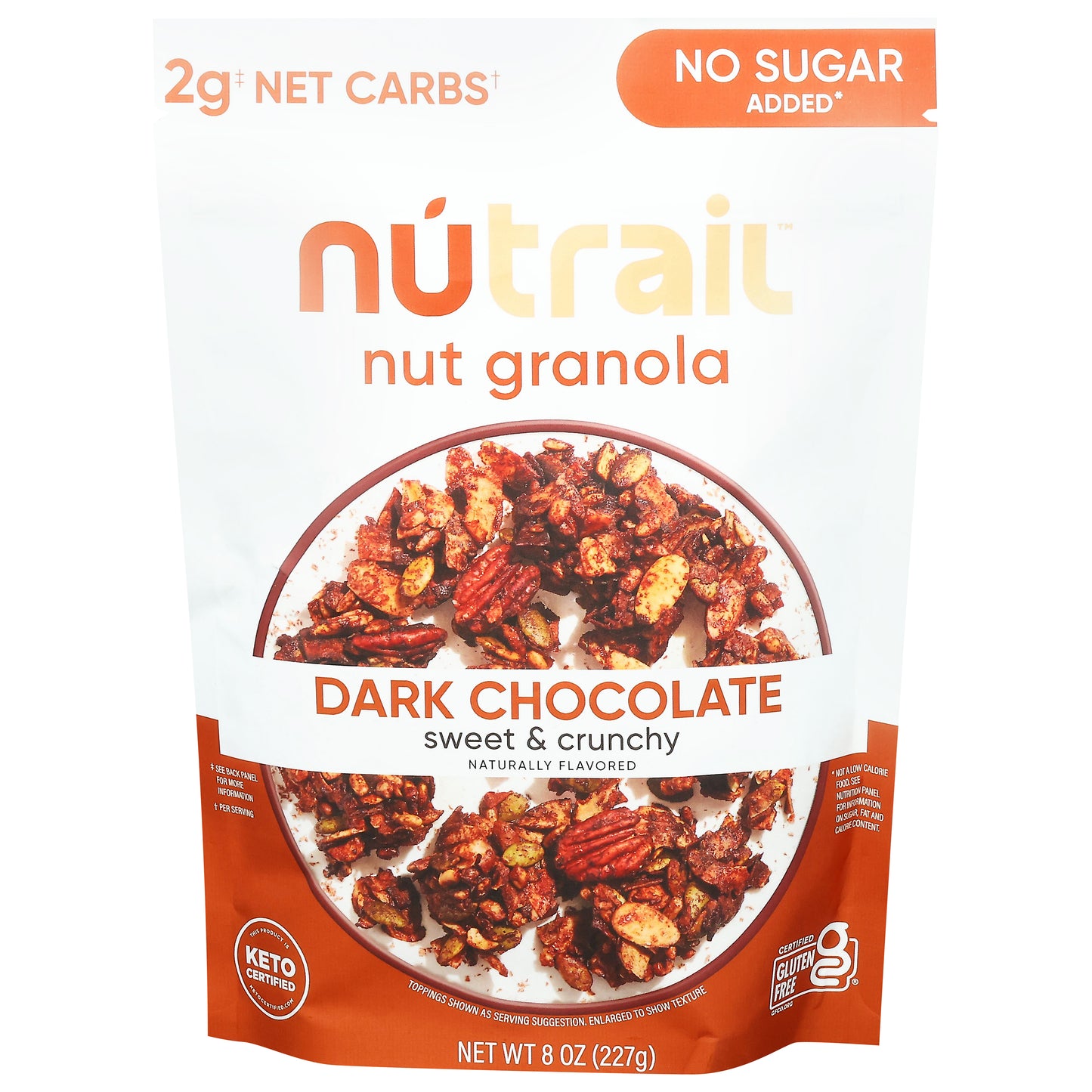 NuTrail No Sugar Added Sweet & Crunchy Dark Chocolate Nut Granola 8 oz