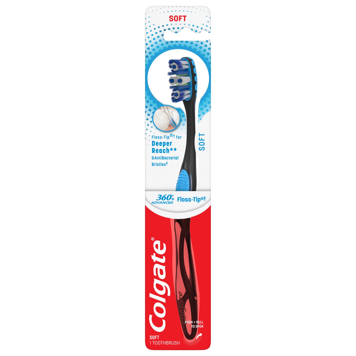 Colgate 360° Advanced Floss-Tip Bristles Toothbrush, Soft