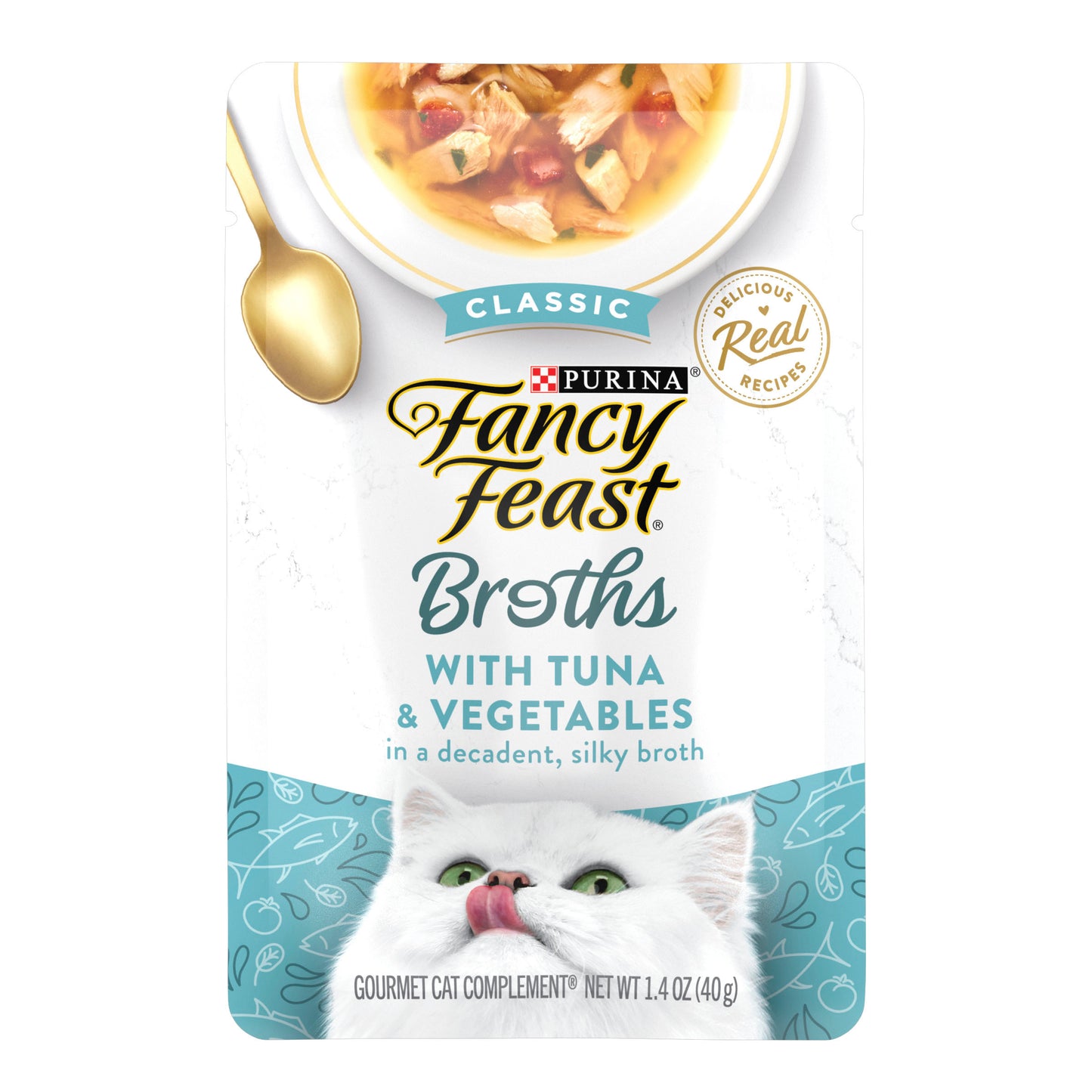 Purina Fancy Feast Lickable Wet Cat Food Broth Topper Classic Complement Tuna and Vegetable - 1.4 oz. Pouch